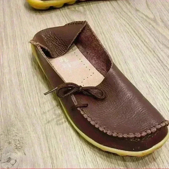 LOAFER BROWN PEBBLED  LEATHER BABOUCHE ROUND TOE MULE SHOES SIZE 7.5 - 8 - Picture 3 of 6